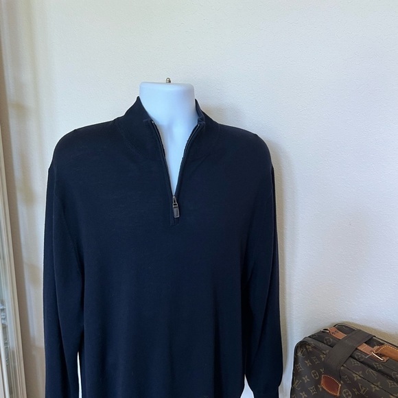NWOT Jos. A. Bank Navy Quarter Zip 100% Italian Merino Wool Sz XL - Picture 4 of 6
